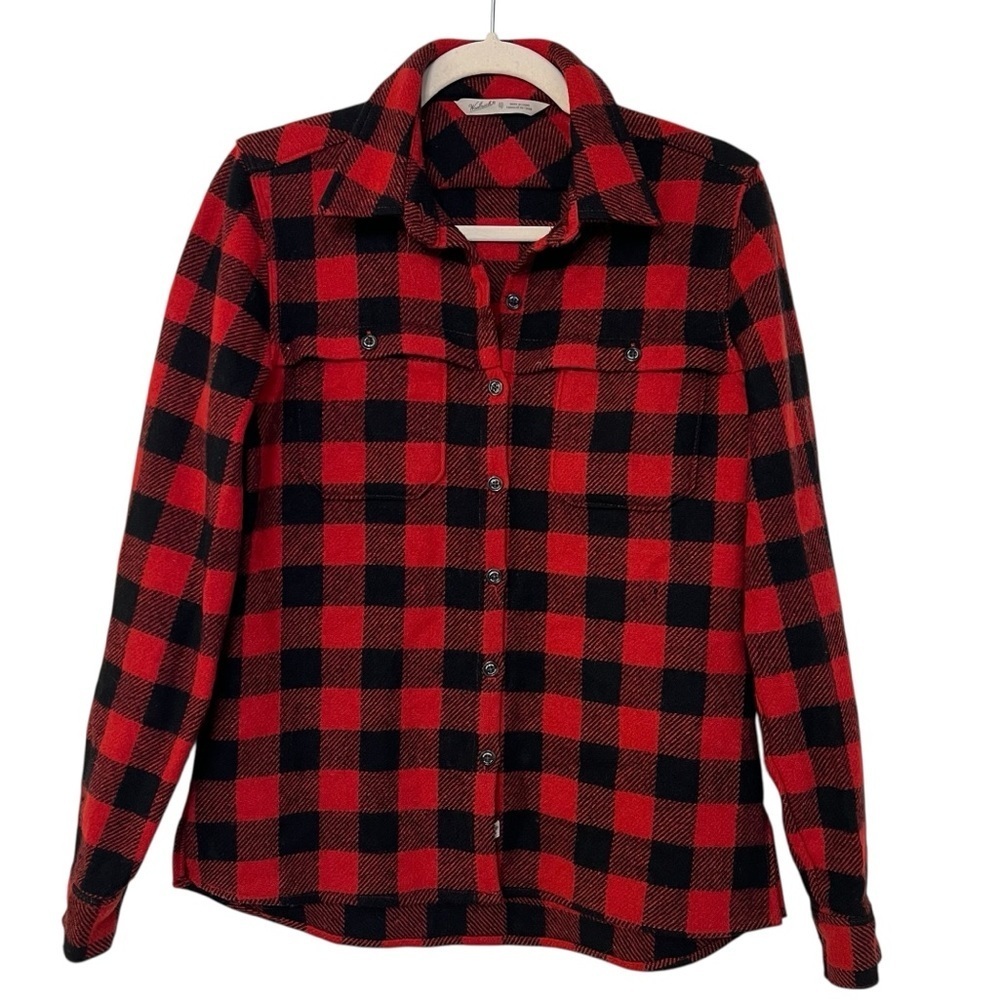 Woolrich Classic Buffalo Plaid Wool Shirt Jacket Red Black XS Fall Gorpcore Cozy